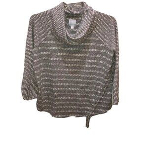 Sunday Gray Striped Cowl Neck Pullover Sweater